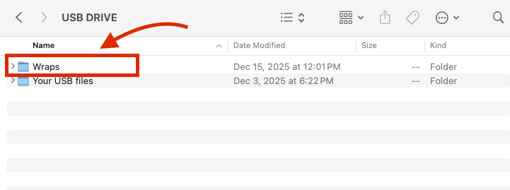 Tesla Custom Wraps USB 資料夾結構範例